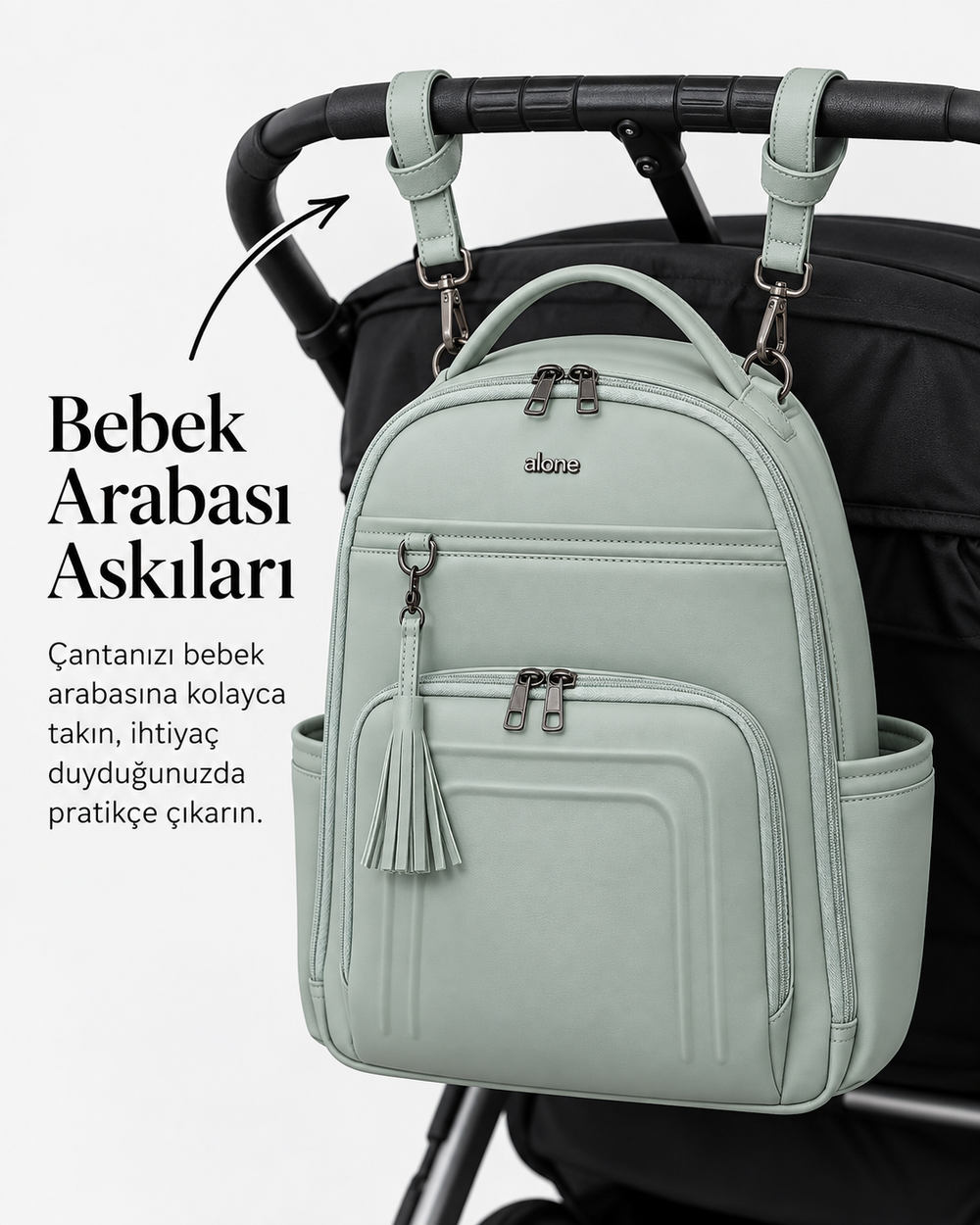 Su Yeşili Anne Bebek Çantası | Alone 9360