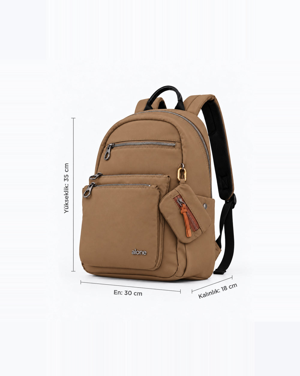 Alone 776118 camel sırt çantası ölçüleri: 35 × 30 × 18 cm