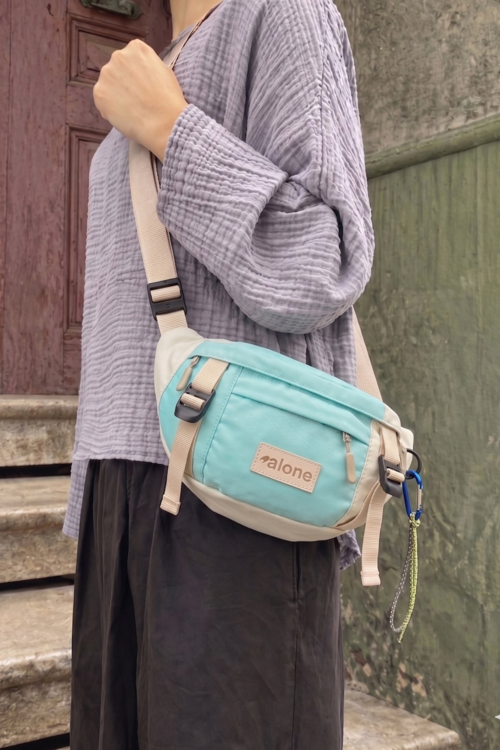 Alone Unisex Bel Çantası -Mint Yeşili & Bej 6060