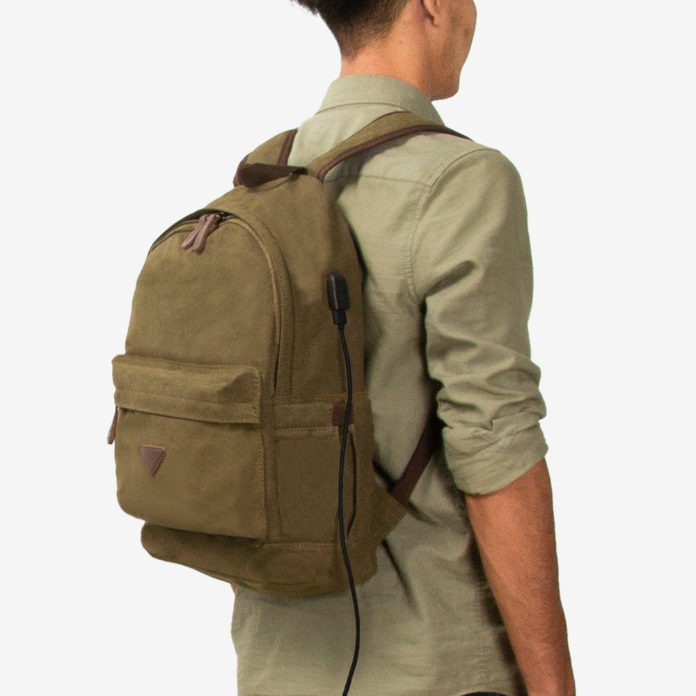 Kanvas Laptop Gözlü Sırt Çantası - Alone | 5044Haki - alonebag