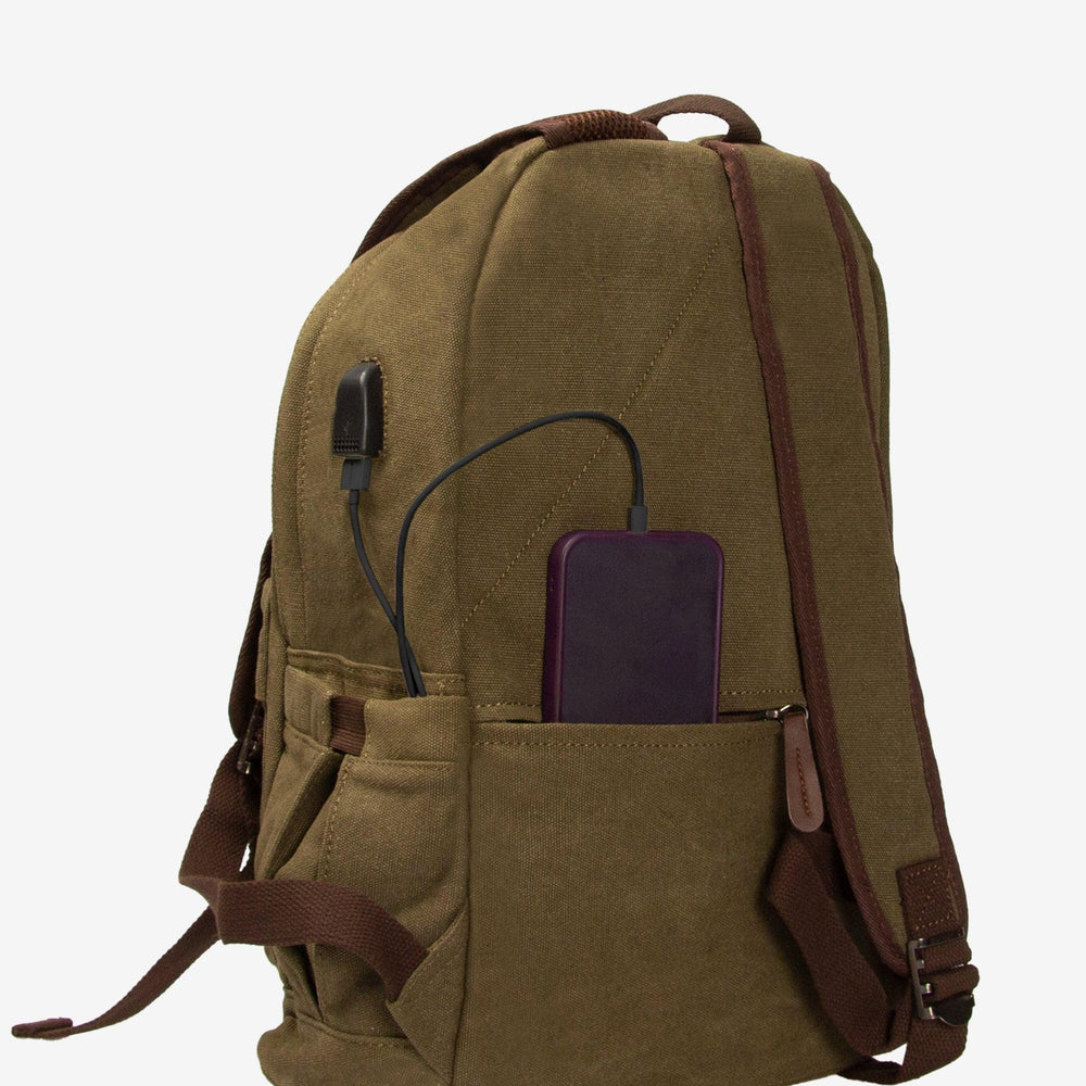Kanvas Laptop Gözlü Sırt Çantası - Alone | 5044Haki - alonebag