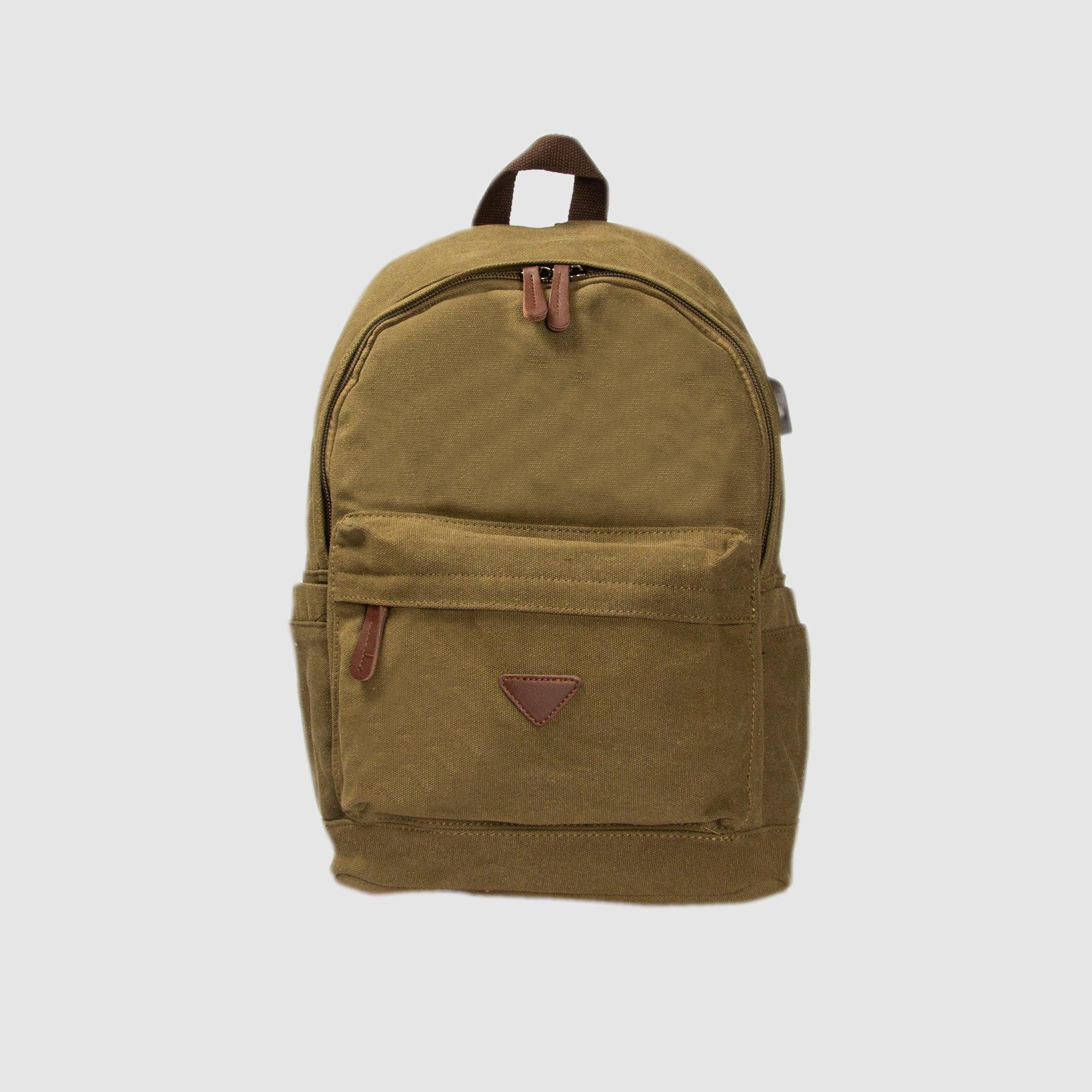 Canvas backpack with leather straps sale