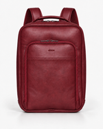 ALONE 1025 bordo suni deri laptop sırt çantası, önden görünüm, yakın çekim