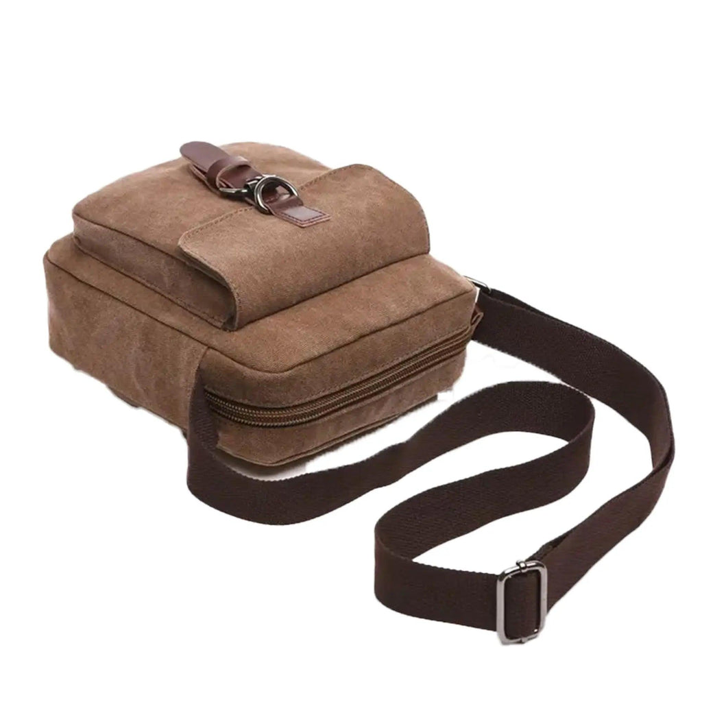 Crossbody Kanvas Omuz Çanta|5048 Kahverengi - alonebag
