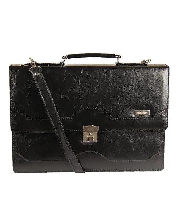 Deri Görünümlü Evrak Çantası | Alone 1209 Siyah - alonebag
