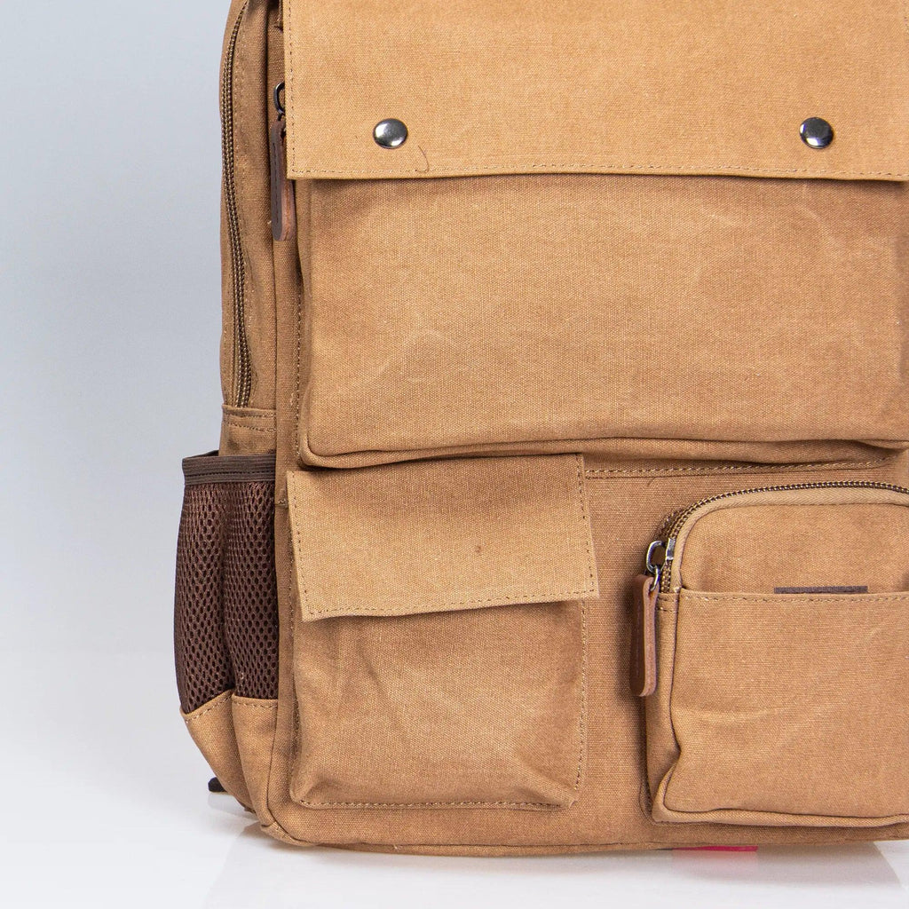 Kanvas Laptop Gözlü Sırt Çantası - Alone | 5045 Kahverengi - alonebag