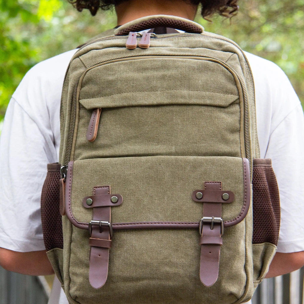 Kanvas Laptop Gözlü Sırt Çantası - Alone | 5043 Haki - alonebag