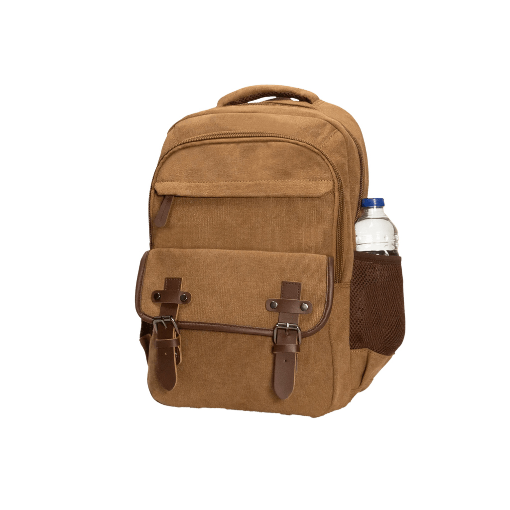 Kanvas Laptop Gözlü Sırt Çantası - Alone | 5043 Kahverengi - alonebag