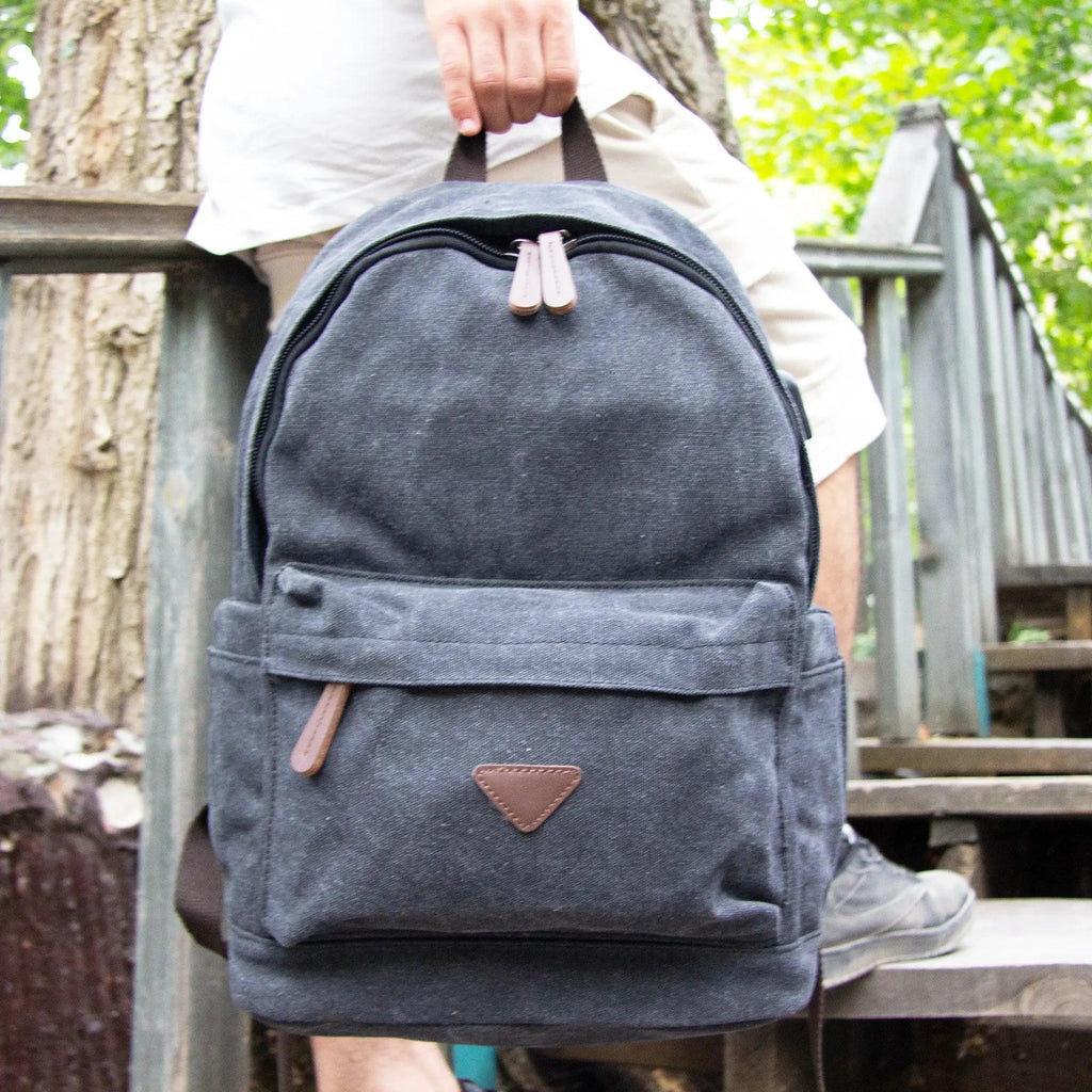 Kanvas Laptop Gözlü Sırt Çantası - Alone | 5044 Siyah - alonebag