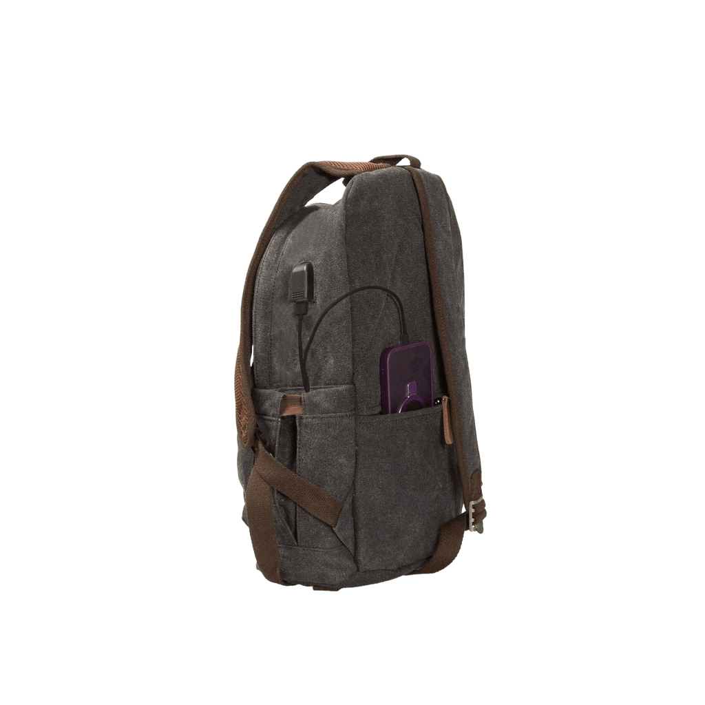 Kanvas Laptop Gözlü Sırt Çantası - Alone | 5044 Siyah - alonebag