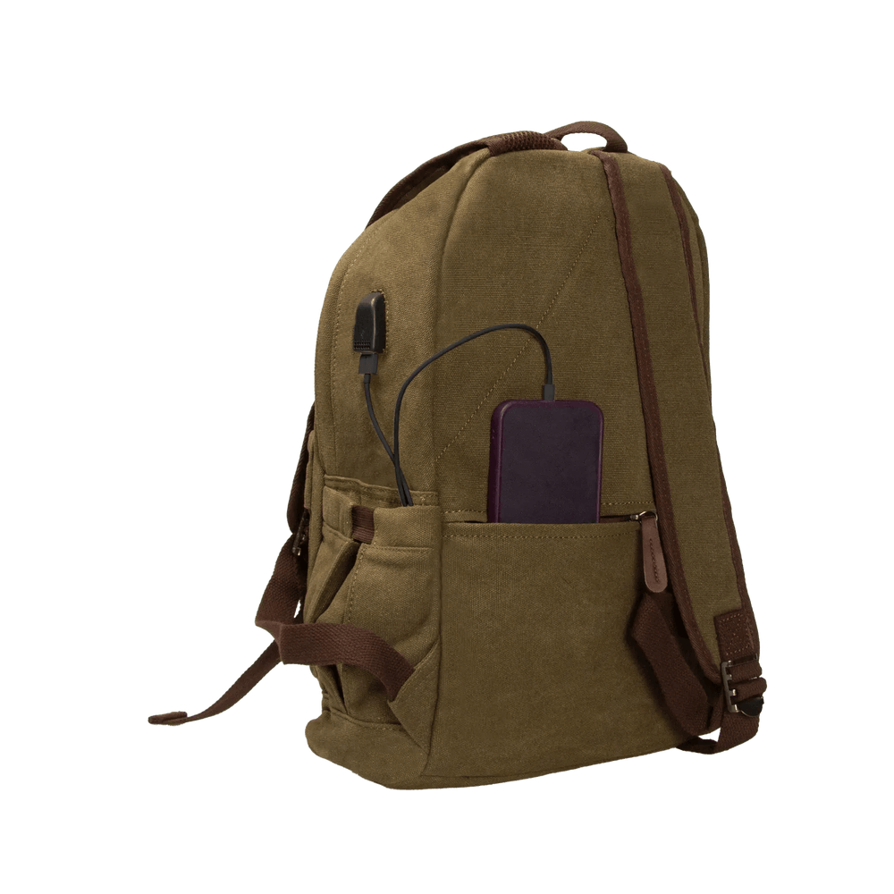Kanvas Laptop Gözlü Sırt Çantası - Alone | 5044Haki - alonebag