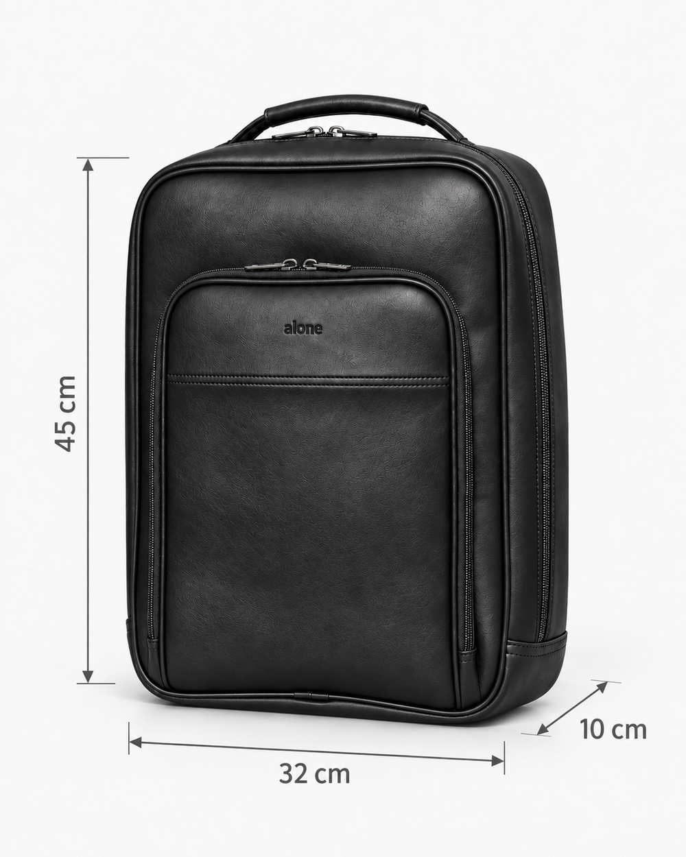ALONE 1025 siyah suni deri laptop sırt çantası, ölçüleri: 45 cm yükseklik, 32 cm genişlik, 10 cm derinlik