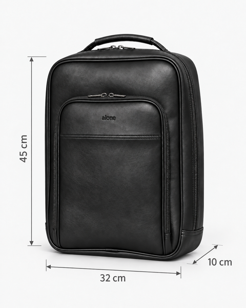 ALONE 1025 siyah suni deri laptop sırt çantası, ölçüleri: 45 cm yükseklik, 32 cm genişlik, 10 cm derinlik