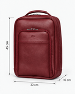 ALONE 1025 bordo suni deri laptop sırt çantası, ölçüleri: 45 cm yükseklik, 32 cm genişlik, 10 cm derinlik