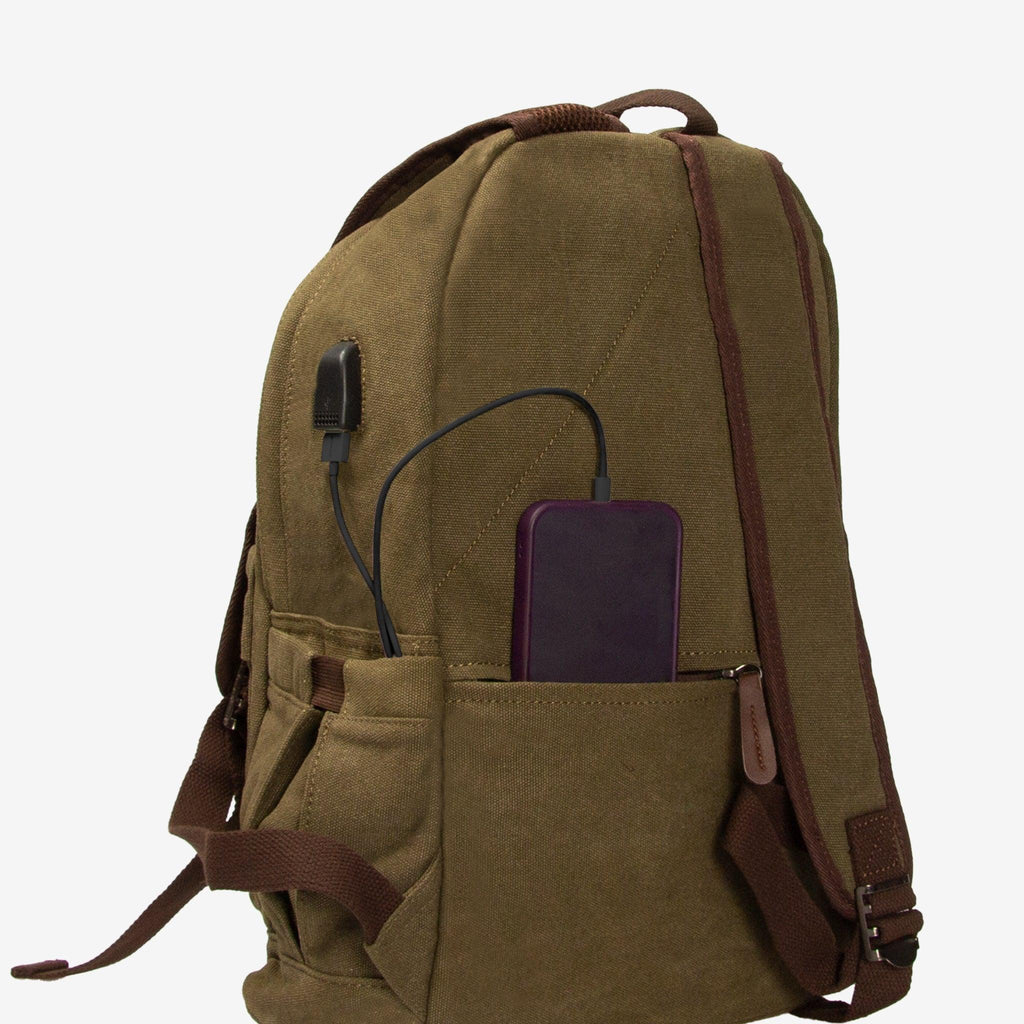 Kanvas Laptop Gözlü Sırt Çantası - Alone | 5044Haki - alonebag