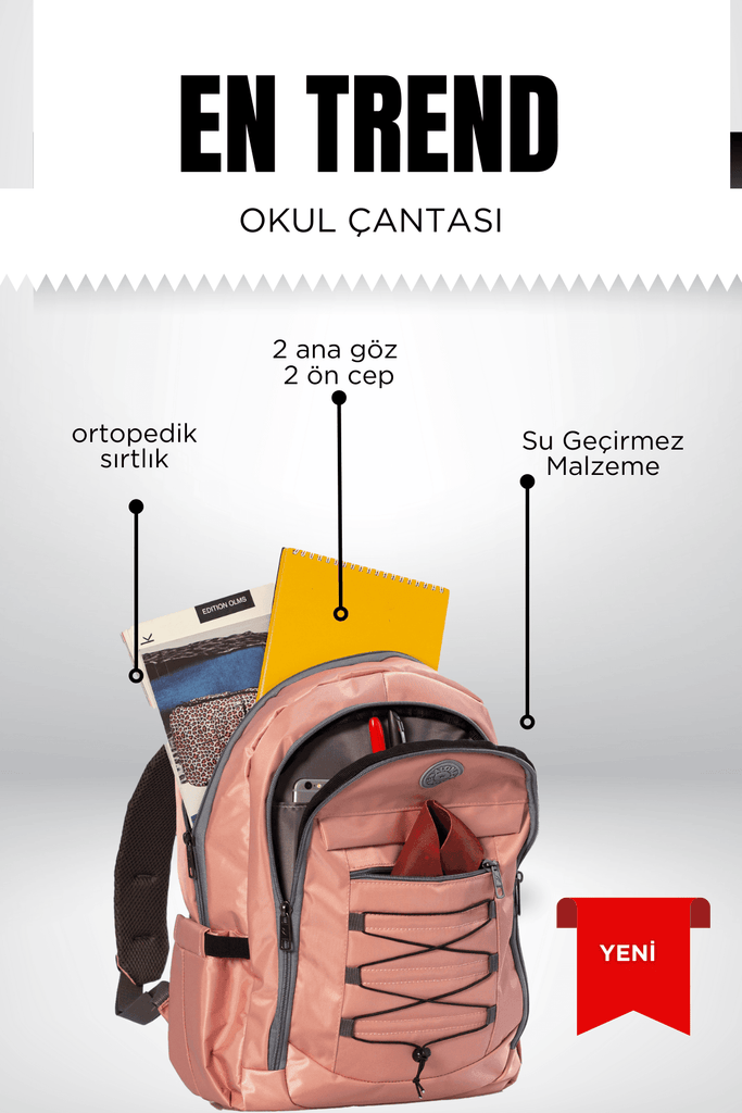 Okul Sırt Çantası | Alone Pudra 7509 - alonebag