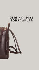 Vegan Deri 15.6″ Laptop Sırt Çantası Kahverengi | Alone