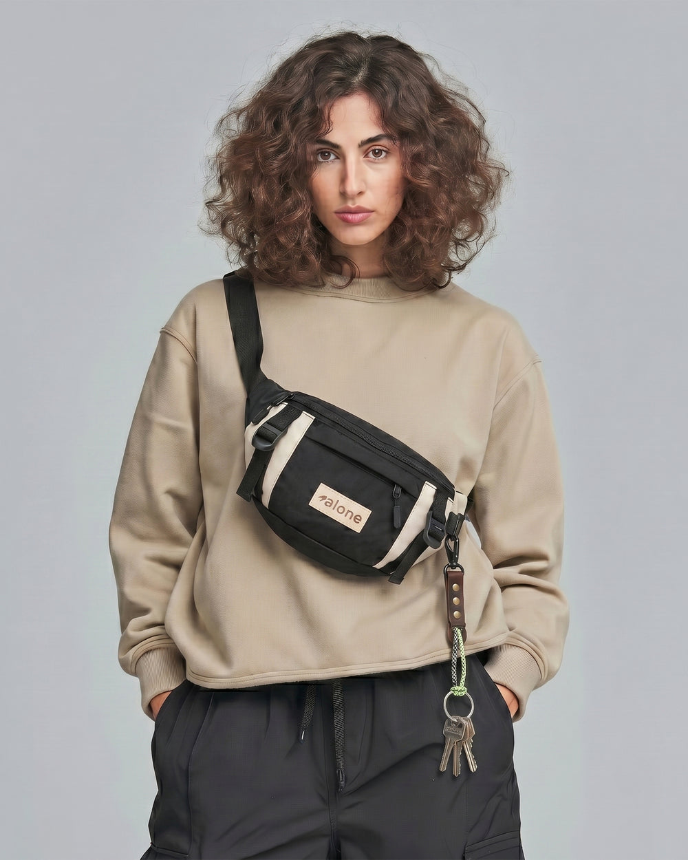 Alone Unisex Bel Çantası -Siyah 6060