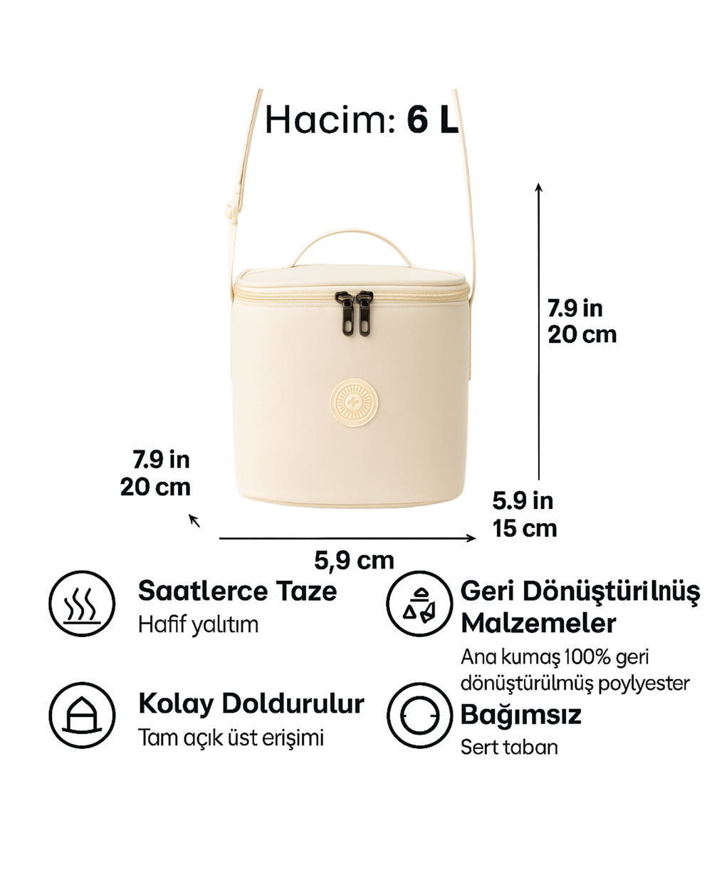Alone 9311 Arya Termal Yemek ve Beslenme Çantası 7L Bej